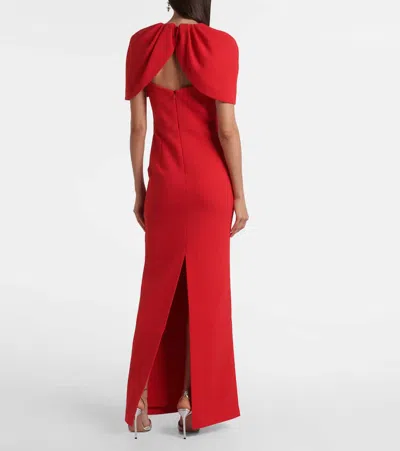 Rebecca Vallance Cameron Caped Crepe Gown In Red