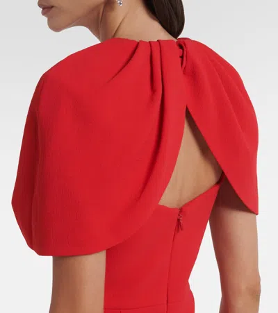 Rebecca Vallance Cameron Caped Crepe Gown In Red