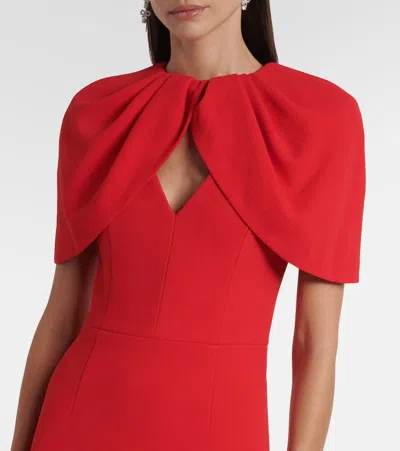 Rebecca Vallance Cameron Caped Crepe Gown In Red