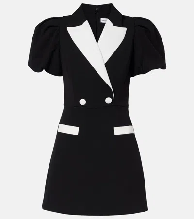 Rebecca Vallance Womens Black And White Emma Puffed-sleeves Stretch-woven Mini Dress
