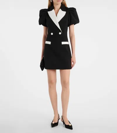Rebecca Vallance Womens Black And White Emma Puffed-sleeves Stretch-woven Mini Dress