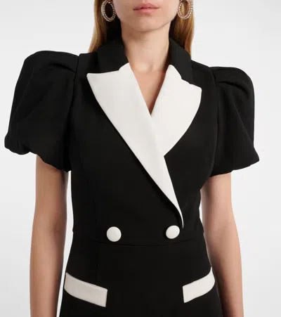 Rebecca Vallance Womens Black And White Emma Puffed-sleeves Stretch-woven Mini Dress