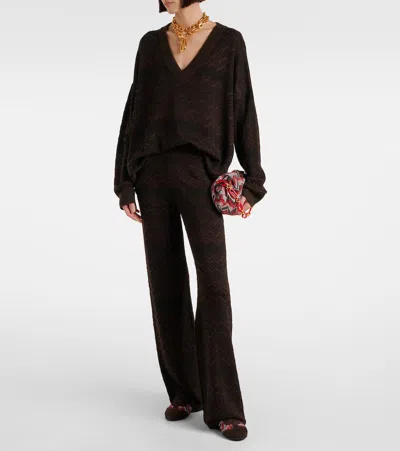 Missoni Lame-trimmed Suede Sneakers In Brown