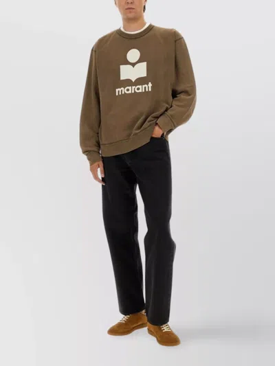 Isabel Marant Long-sleeve Graphic Sweatshirt With Vintage Wash In Brown