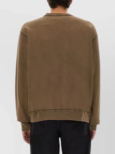 Isabel Marant Long-sleeve Graphic Sweatshirt With Vintage Wash In Brown