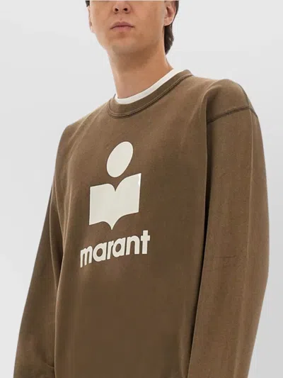 Isabel Marant Long-sleeve Graphic Sweatshirt With Vintage Wash In Brown