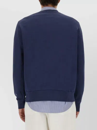 Polo Ralph Lauren Navy Blue Loopback Cotton Crewneck Sweatshirt In Blue