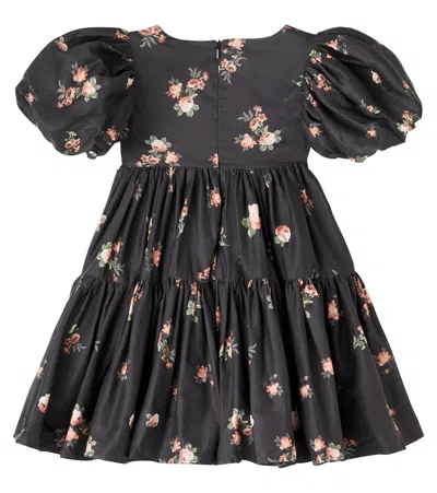 Petite Amalie Rosebud Floral Cotton Poplin Dress In Black