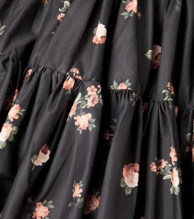 Petite Amalie Rosebud Floral Cotton Poplin Dress In Black