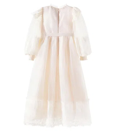 Petite Amalie Lace-trimmed Point D'esprit Dress In White