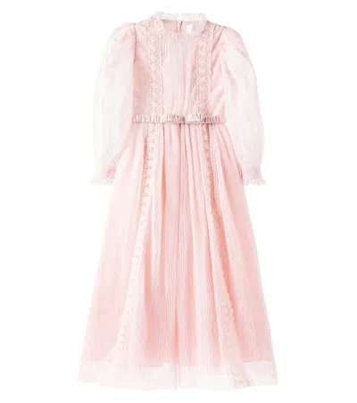 Petite Amalie Lace-trimmed Point D'esprit Dress In Pink