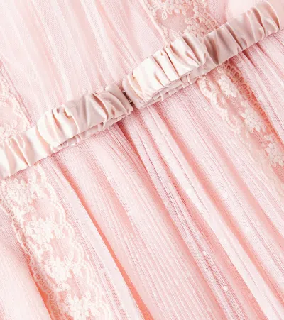 Petite Amalie Lace-trimmed Point D'esprit Dress In Pink