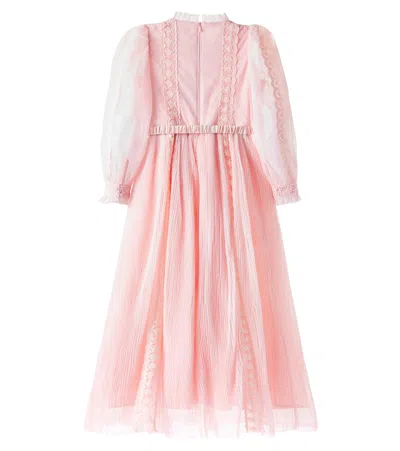 Petite Amalie Lace-trimmed Point D'esprit Dress In Pink