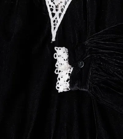 Petite Amalie Lace-trimmed Velvet Dress In Black