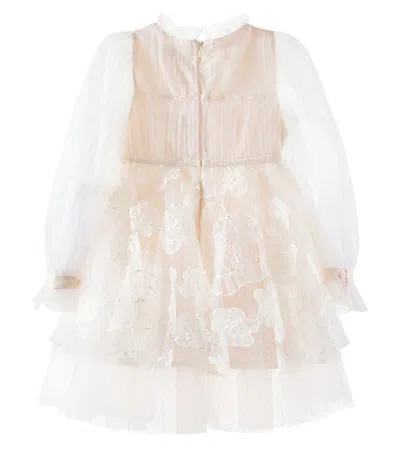 Petite Amalie Embroidered Tulle Dress In White