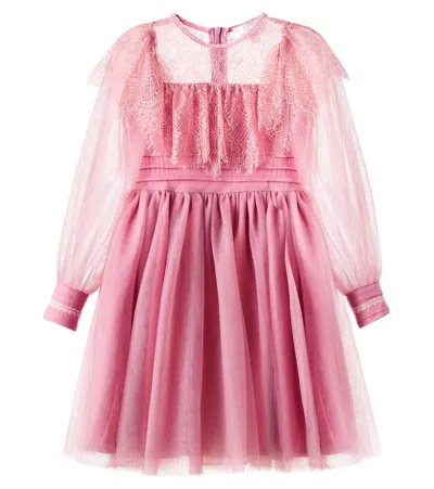 Petite Amalie Lace-trimmed Tulle Dress In Pink