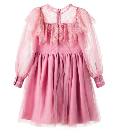 Petite Amalie Lace-trimmed Tulle Dress In Pink