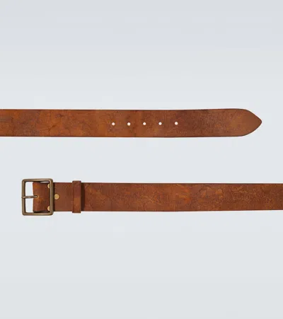 Rrl Jones Distressed Leather Belt In Brown