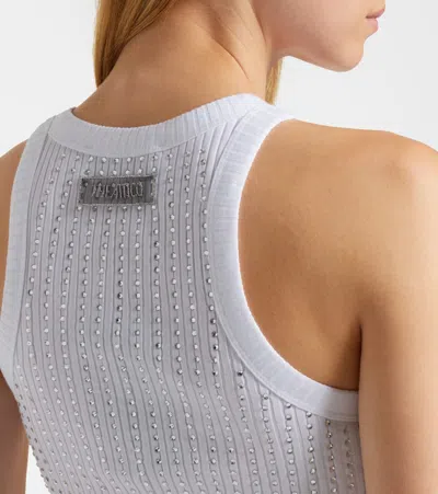 Attico Strass Tank Top In White