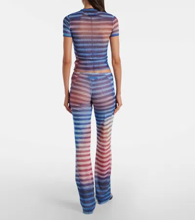 Jean Paul Gaultier Striped Slim Fit Round Neck Top In Blue