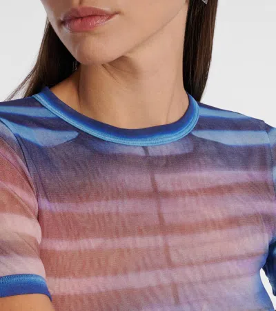 Jean Paul Gaultier Striped Slim Fit Round Neck Top In Blue