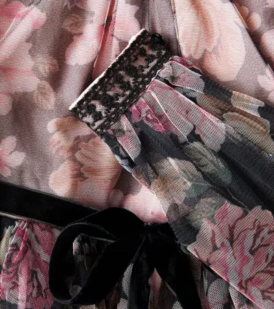 Petite Amalie Floral Tulle Dress In Black