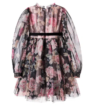 Petite Amalie Floral Tulle Dress In Black