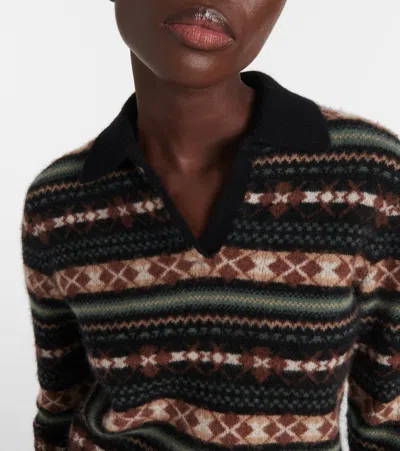 Vince Collared Patterned Sweater In Multi