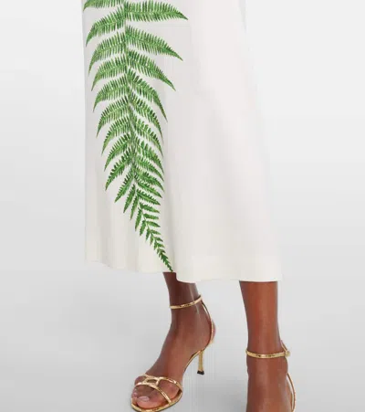 Oscar De La Renta Placed Fern Print Jersey T-shirt Dress In White