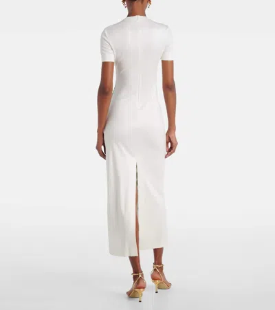 Oscar De La Renta Placed Fern Print Jersey T-shirt Dress In White