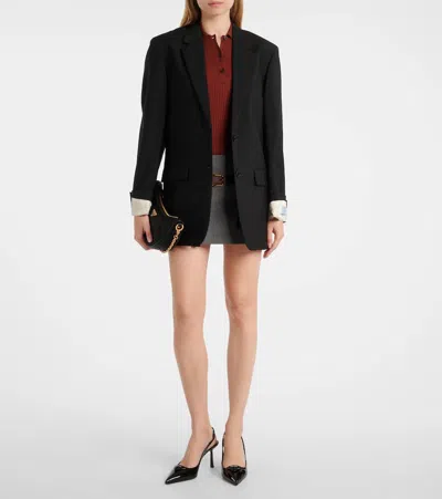 Prada (wmns)  Patched Logo Brushed Leather Slingback Heels 'black'