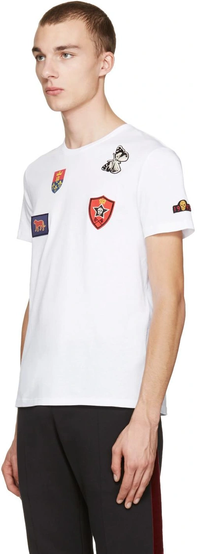 Shop Alexander Mcqueen White Badges & Butterfly T-shirt