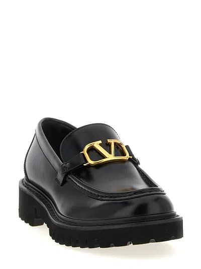 Valentino Garavani Glossy Leather Vlogo Signature Loaf In Black