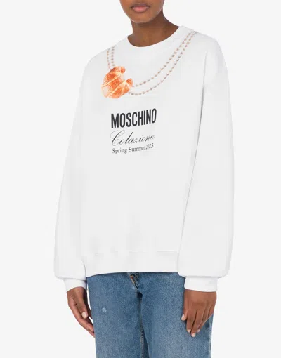 Moschino Couture Printed Cotton Sweatshirt In White