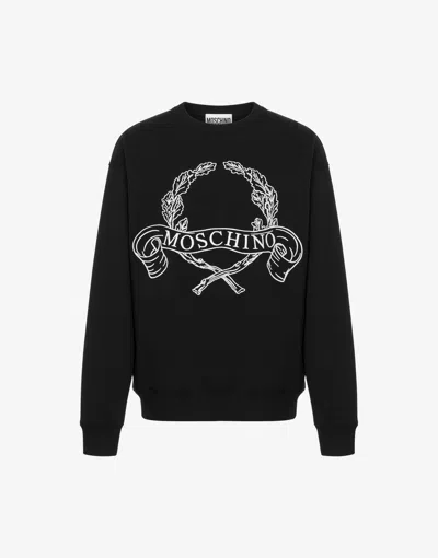 Moschino Couture Sweatshirt With Laurel Crown Logo Embroidery In Black