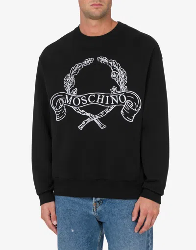 Moschino Couture Sweatshirt With Laurel Crown Logo Embroidery In Black
