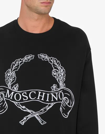Moschino Couture Sweatshirt With Laurel Crown Logo Embroidery In Black
