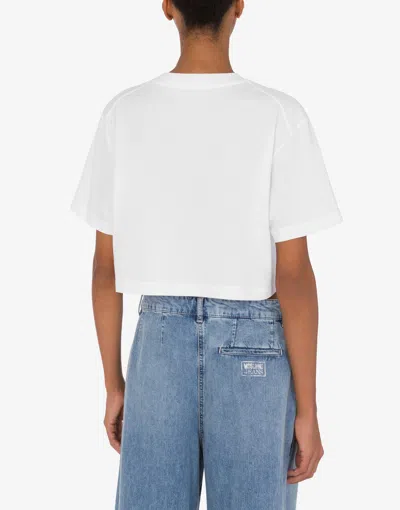 Moschino Cropped Jersey T-shirt Ice Cream In White