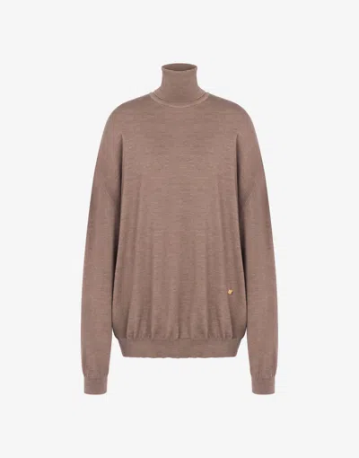 Moschino Turtleneck Sweater In Wool Golden M In Brown