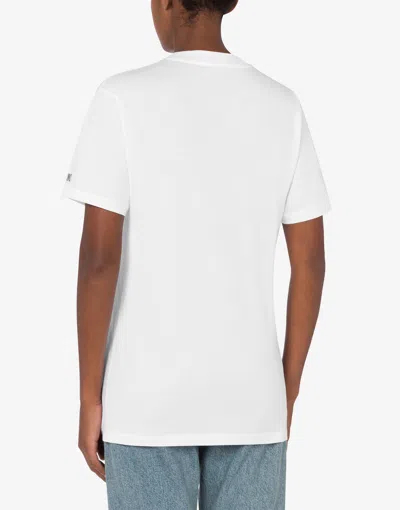 Moschino Logo Oversize Crew Neck Graphic T-shirt In White