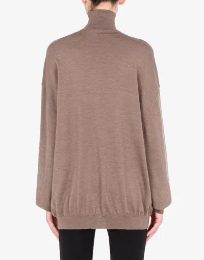 Moschino Turtleneck Sweater In Wool Golden M In Brown