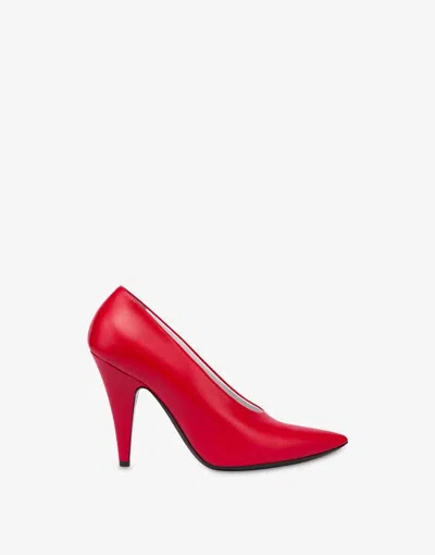 Moschino 100mm Leather Pumps In Red