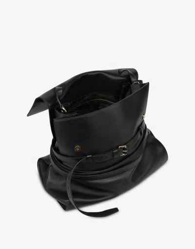 Moschino Tie Me Nappa Leather Tote Bag In Black