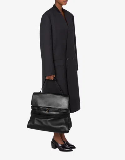 Moschino Tie Me Nappa Leather Tote Bag In Black