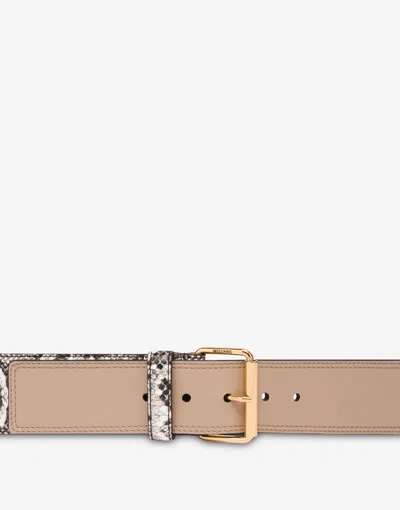 Moschino Patchwork Belt In Neutral