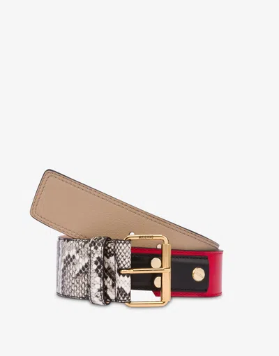 Moschino Patchwork Belt In Neutral