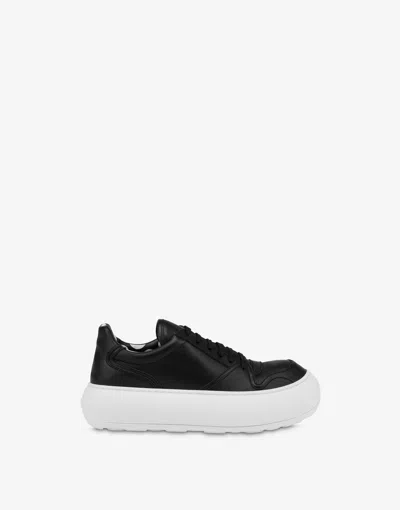 Moschino Leather Sneakers In Black