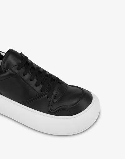 Moschino Leather Sneakers In Black
