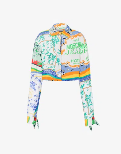 Moschino Shirt In Crêpe Scarf Print In White
