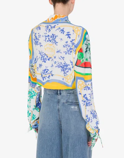 Moschino Shirt In Crêpe Scarf Print In White